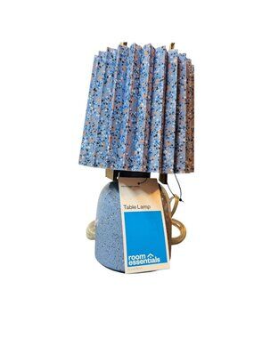 Room Essentials Blue Speckled Ceramic Table Lamp With Accordion Shade - 10.5 Inc